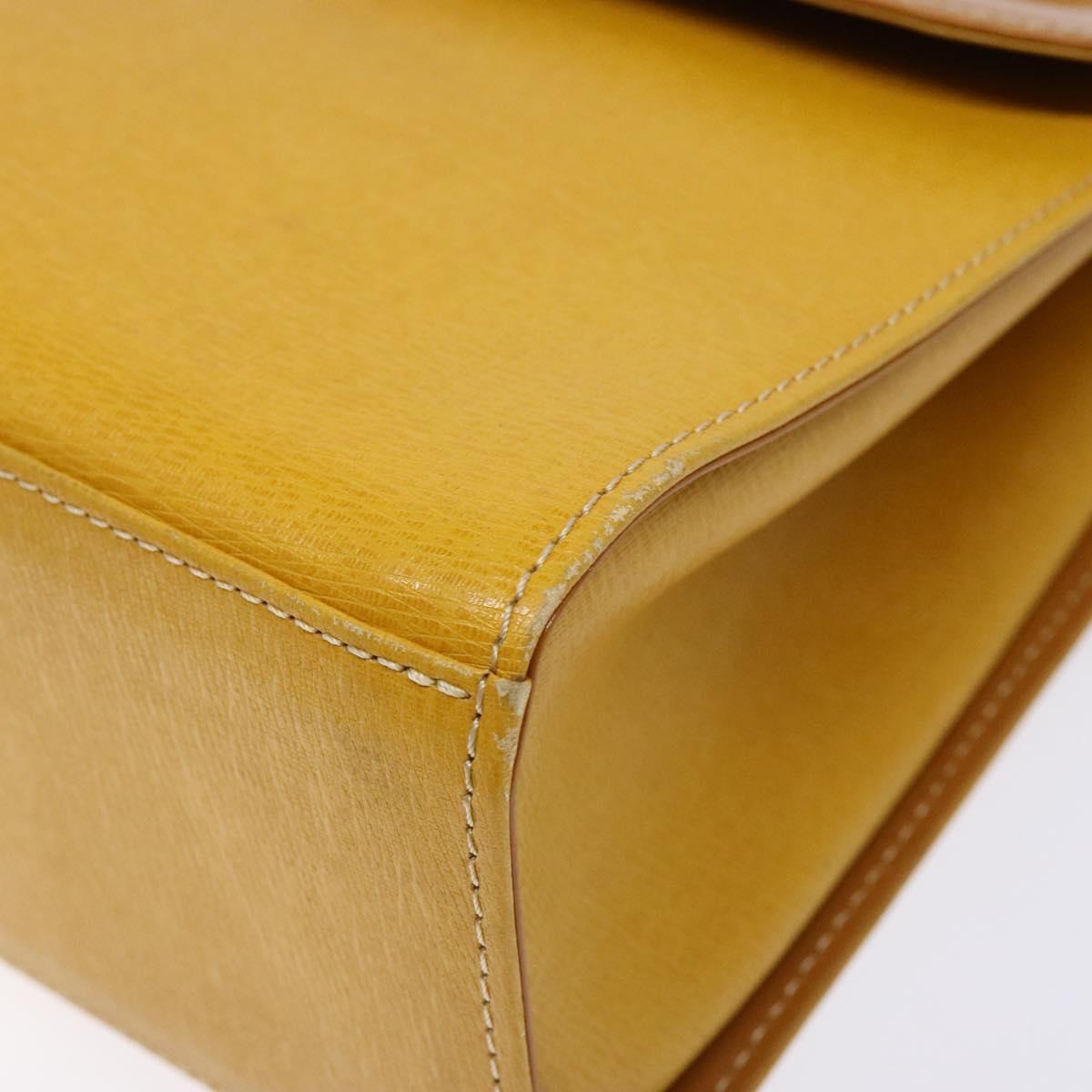 Burberrys Hand Bag Leather Yellow Gold Auth BA4802
