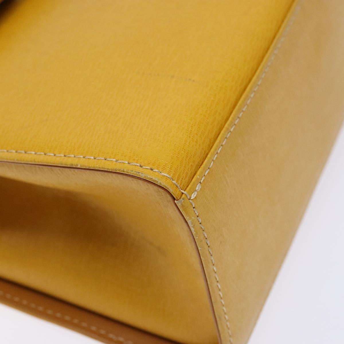 Burberrys Hand Bag Leather Yellow Gold Auth BA4802