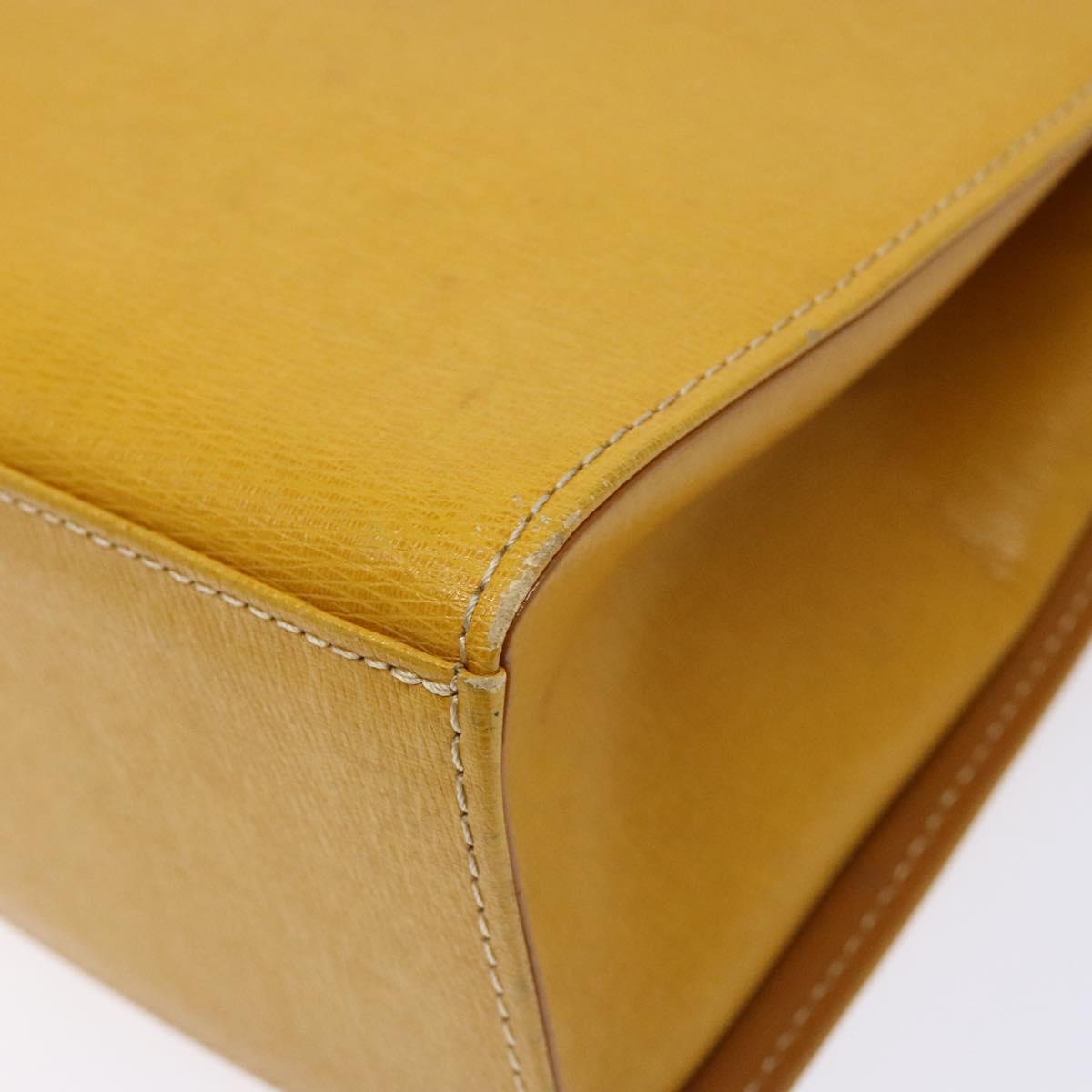 Burberrys Hand Bag Leather Yellow Gold Auth BA4802