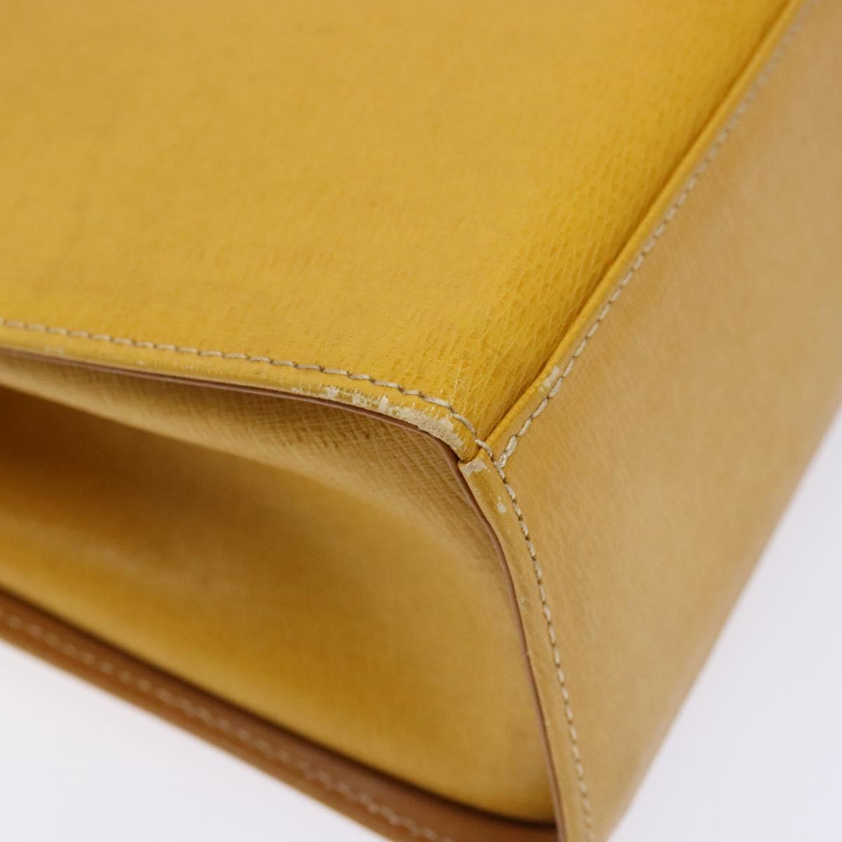 Burberrys Hand Bag Leather Yellow Gold Auth BA4802