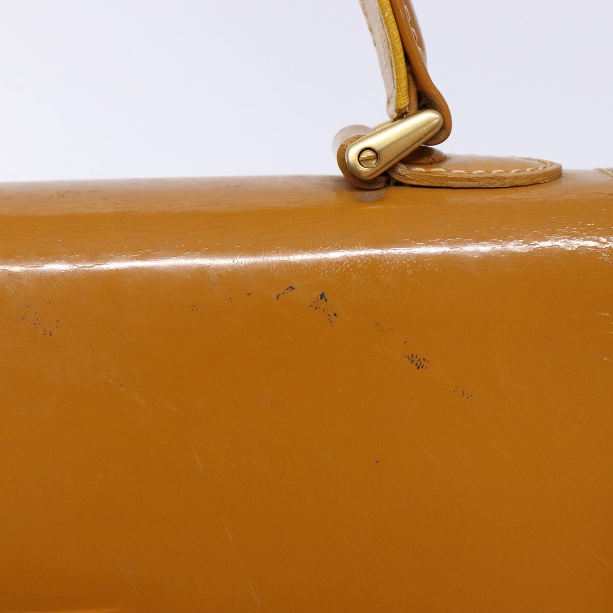 Burberrys Hand Bag Leather Yellow Gold Auth BA4802