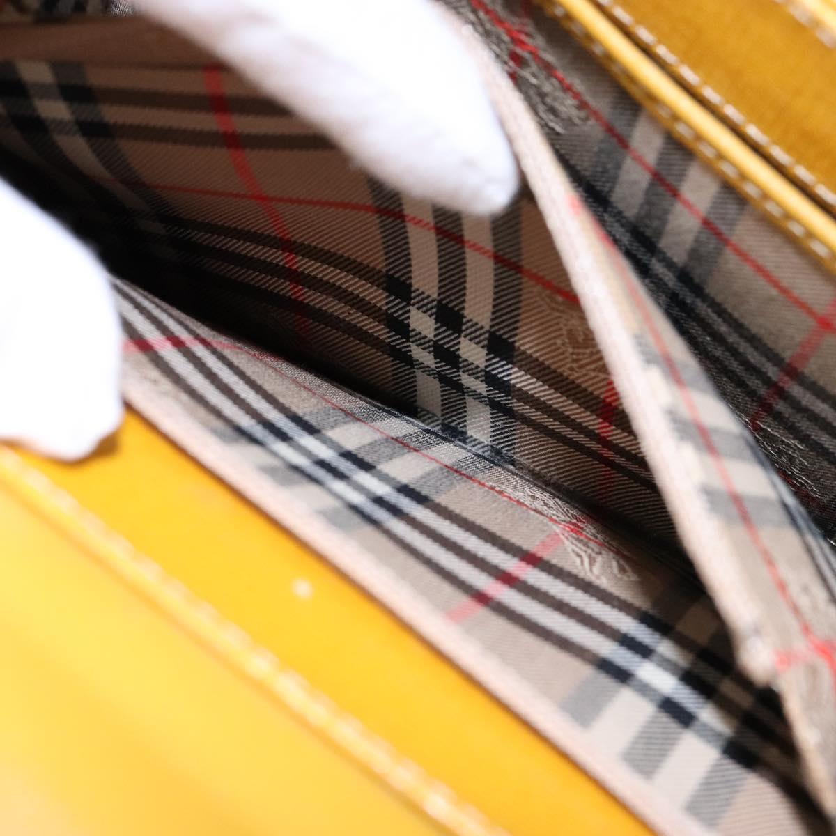 Burberrys Hand Bag Leather Yellow Gold Auth BA4802