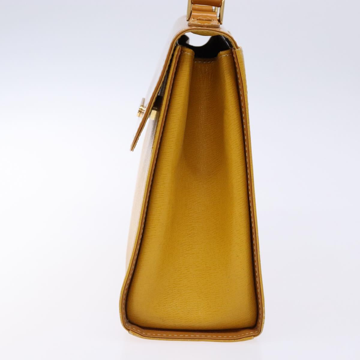 Burberrys Hand Bag Leather Yellow Gold Auth BA4802