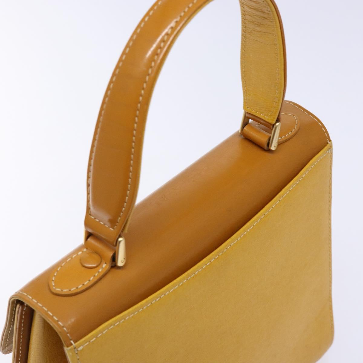 Burberrys Hand Bag Leather Yellow Gold Auth BA4802