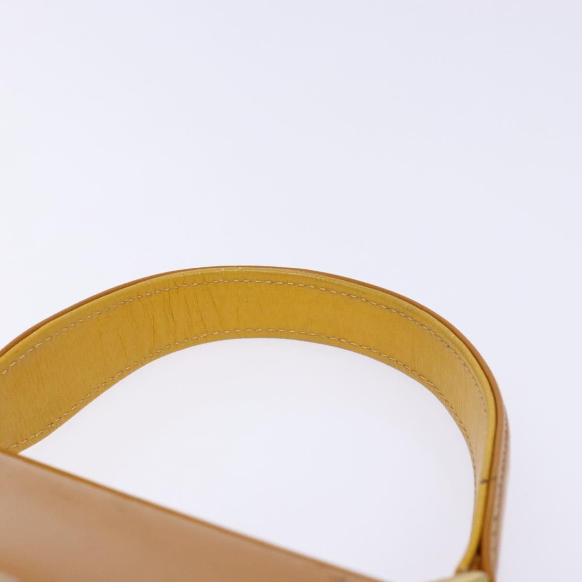 Burberrys Hand Bag Leather Yellow Gold Auth BA4802