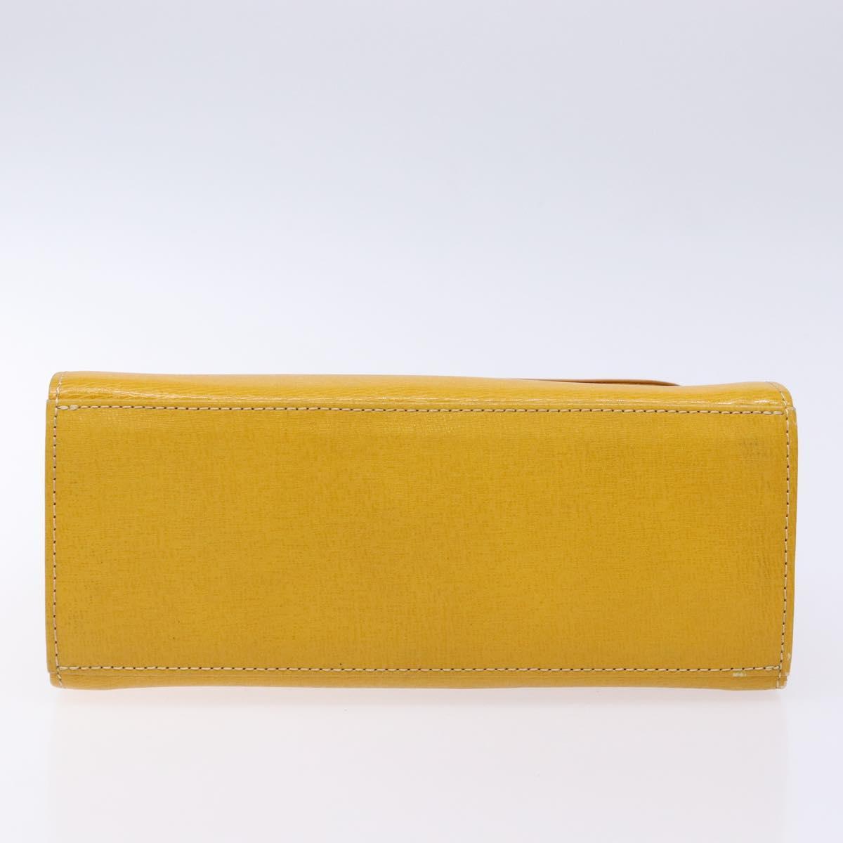 Burberrys Hand Bag Leather Yellow Gold Auth BA4802