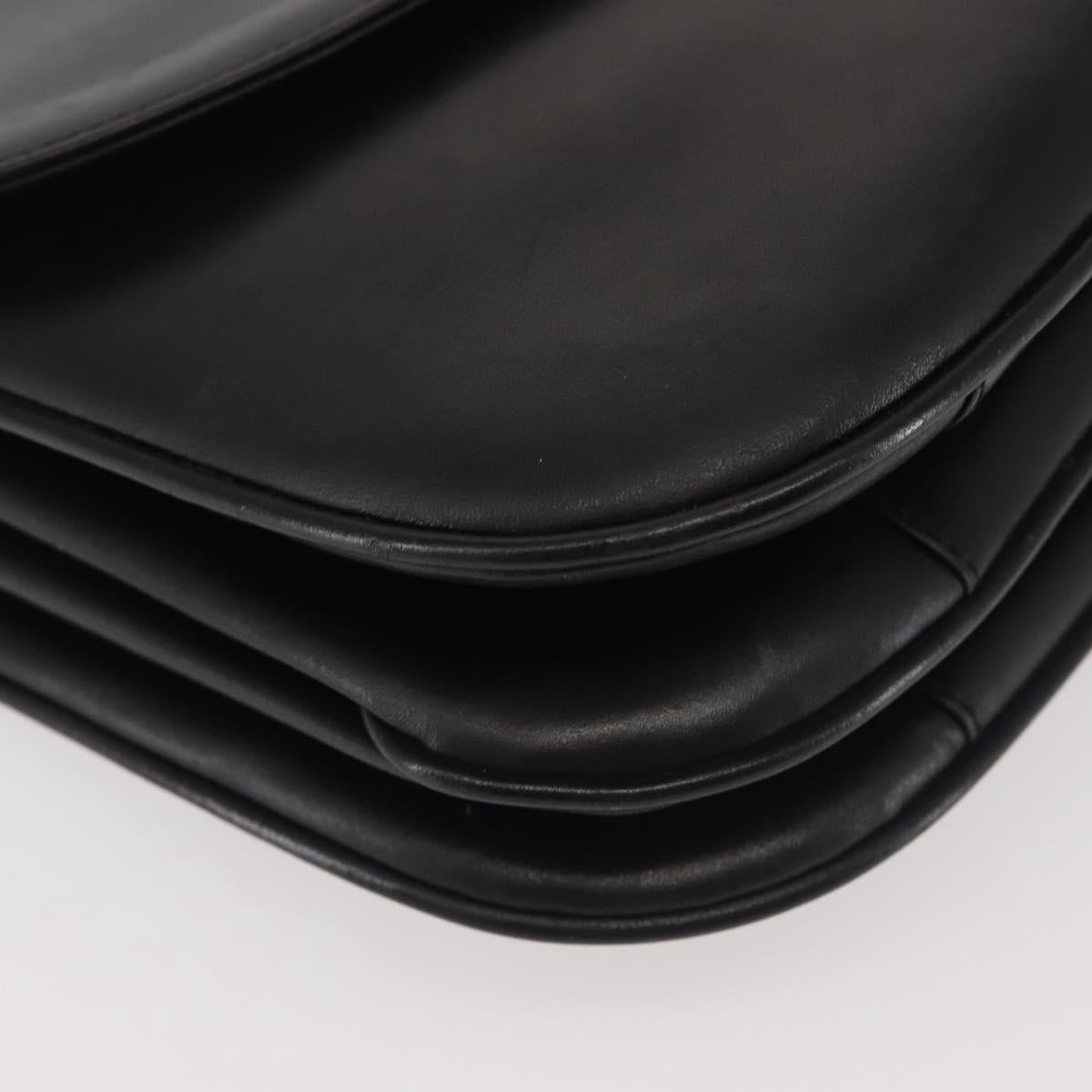 BALLY Shoulder Bag Leather Black Gold Auth BA4806