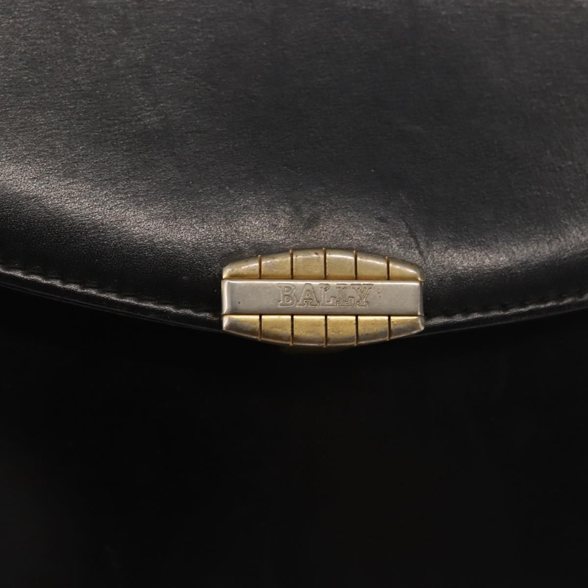 BALLY Shoulder Bag Leather Black Gold Auth BA4806