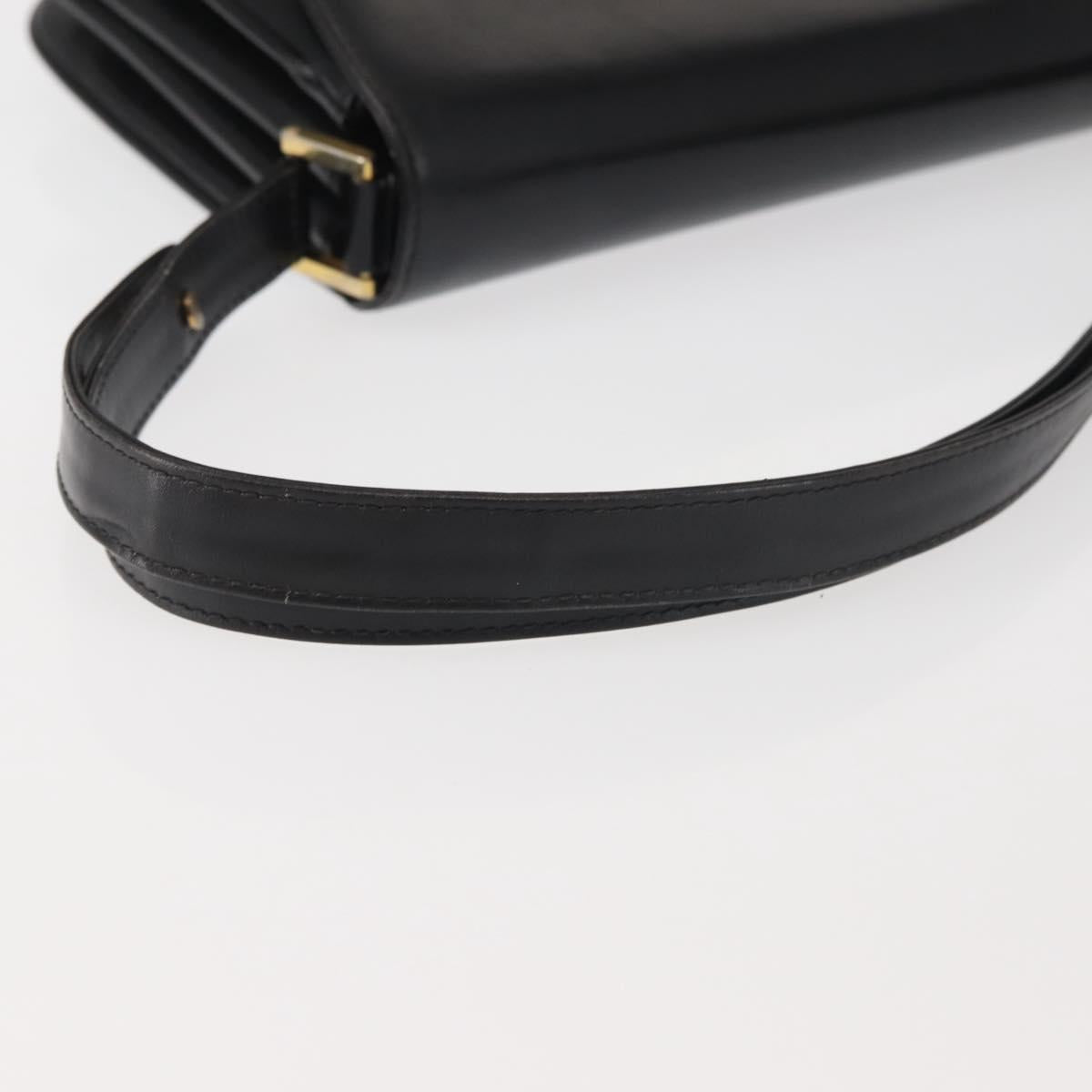 BALLY Shoulder Bag Leather Black Gold Auth BA4806