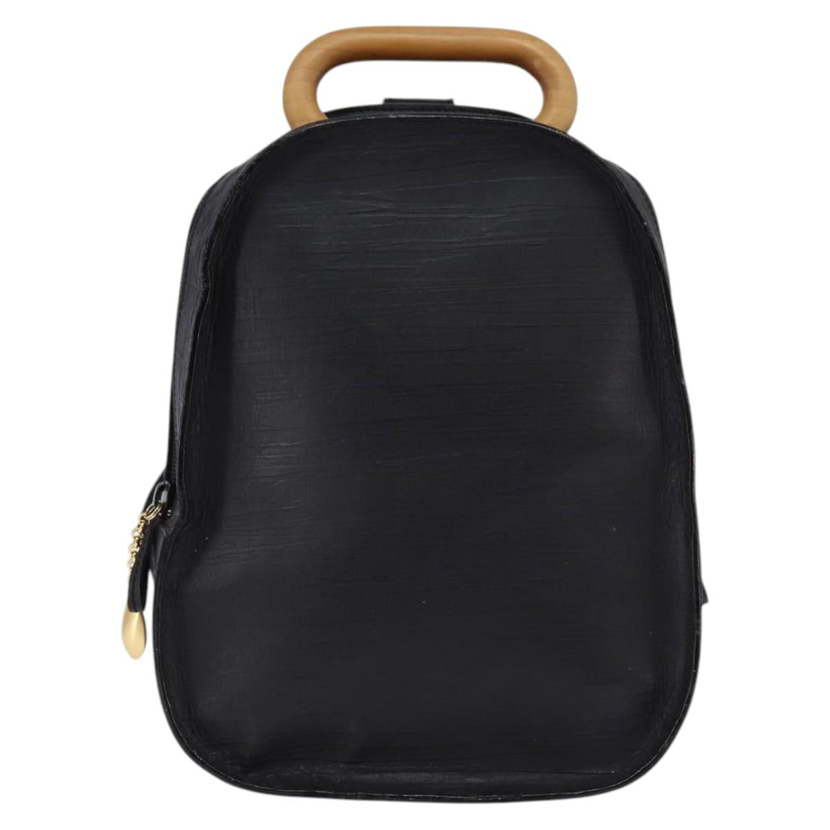 BALLY Backpack Leather Black Gold Auth BA4807