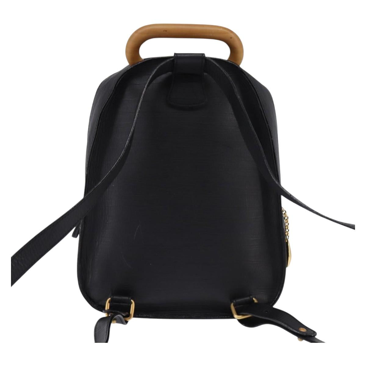 BALLY Backpack Leather Black Gold Auth BA4807