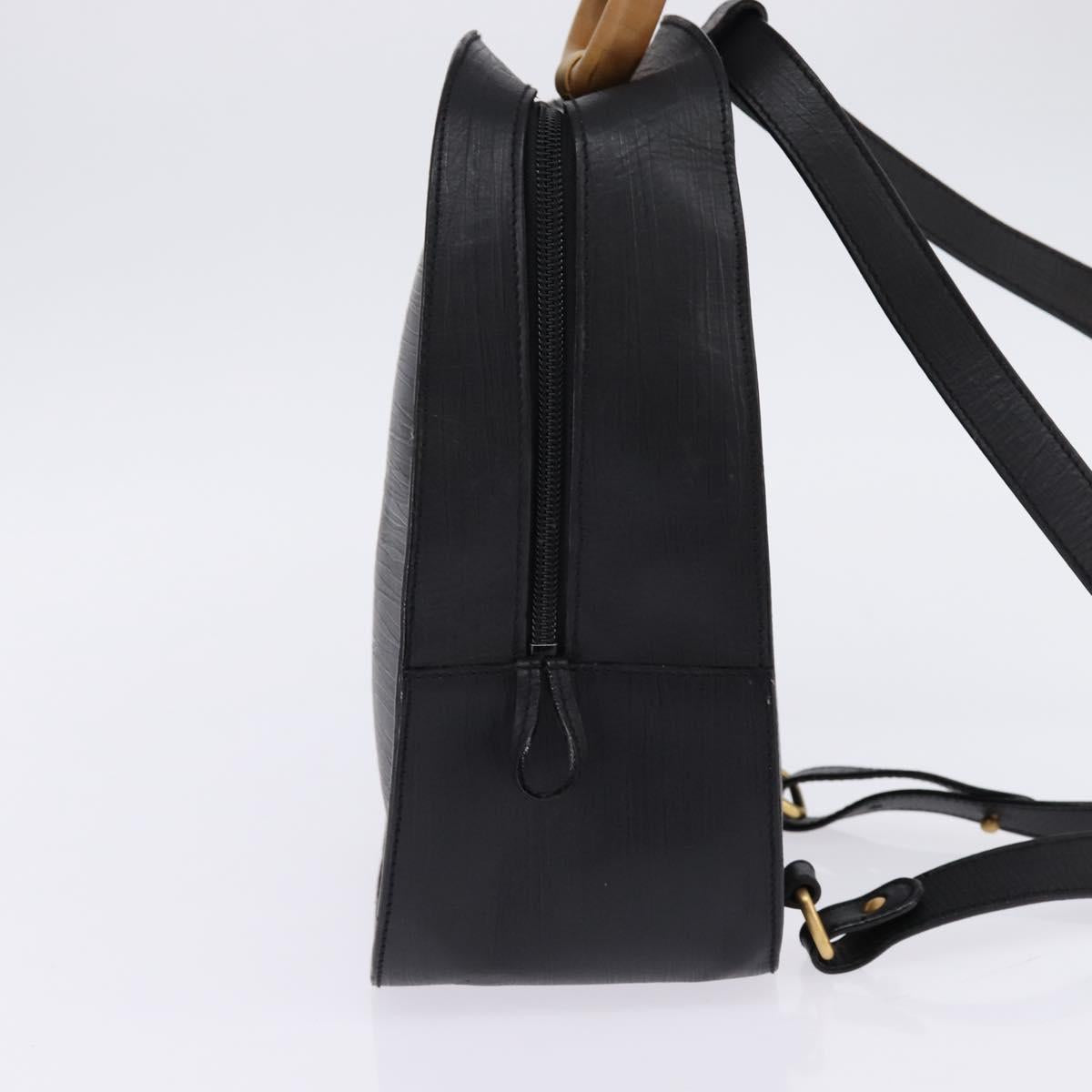 BALLY Backpack Leather Black Gold Auth BA4807