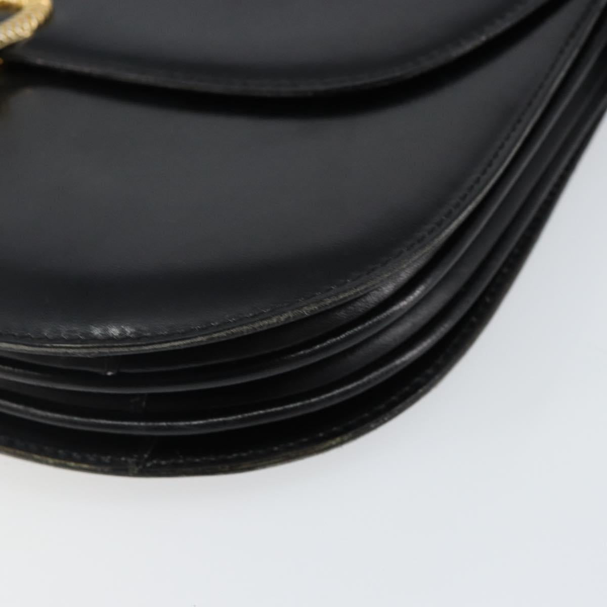BALLY Shoulder Bag Leather Black Gold Auth BA4809