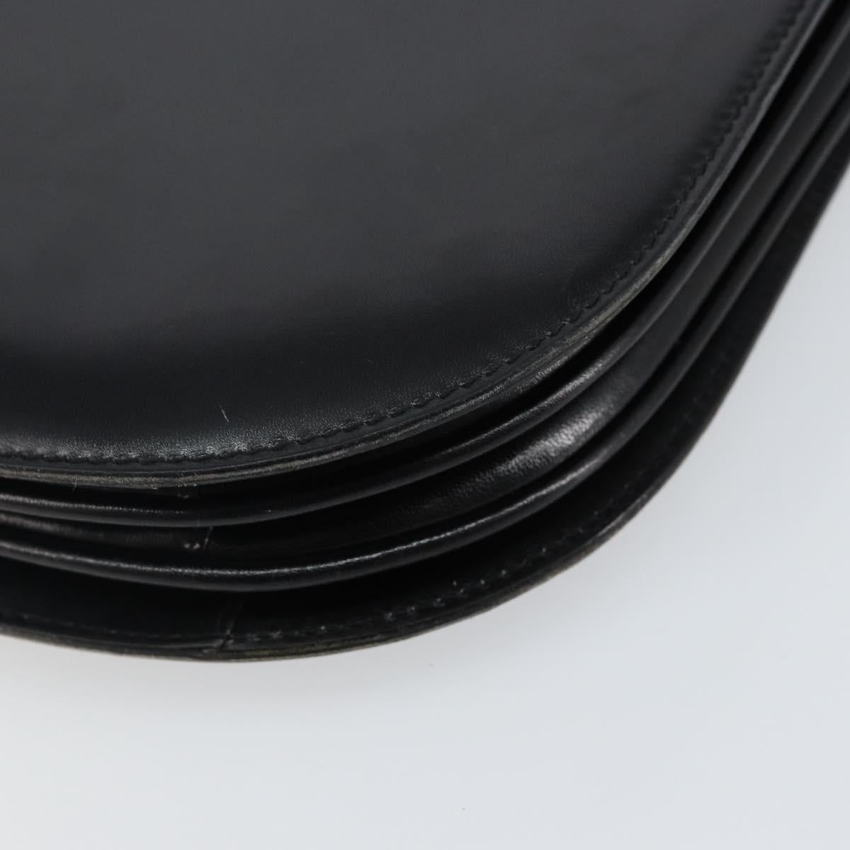 BALLY Shoulder Bag Leather Black Gold Auth BA4809