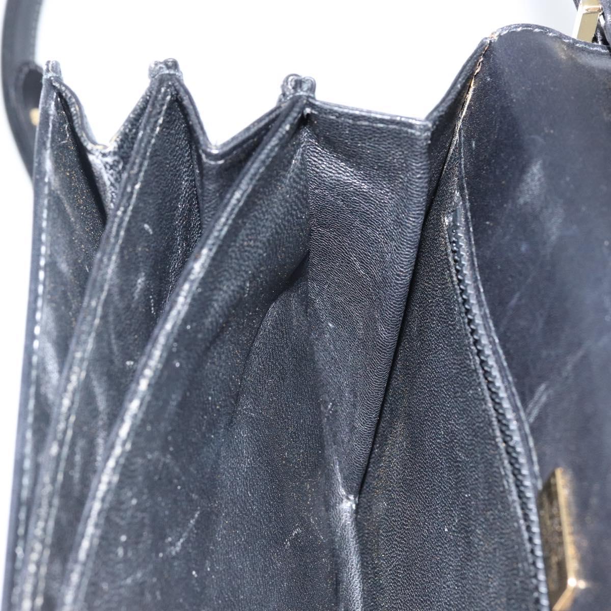 BALLY Shoulder Bag Leather Black Gold Auth BA4809