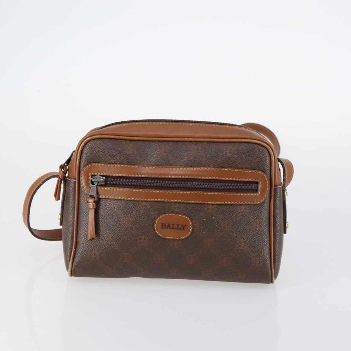 BALLY Shoulder Bag Leather 3Set Brown Black Bordeaux Auth BA4812