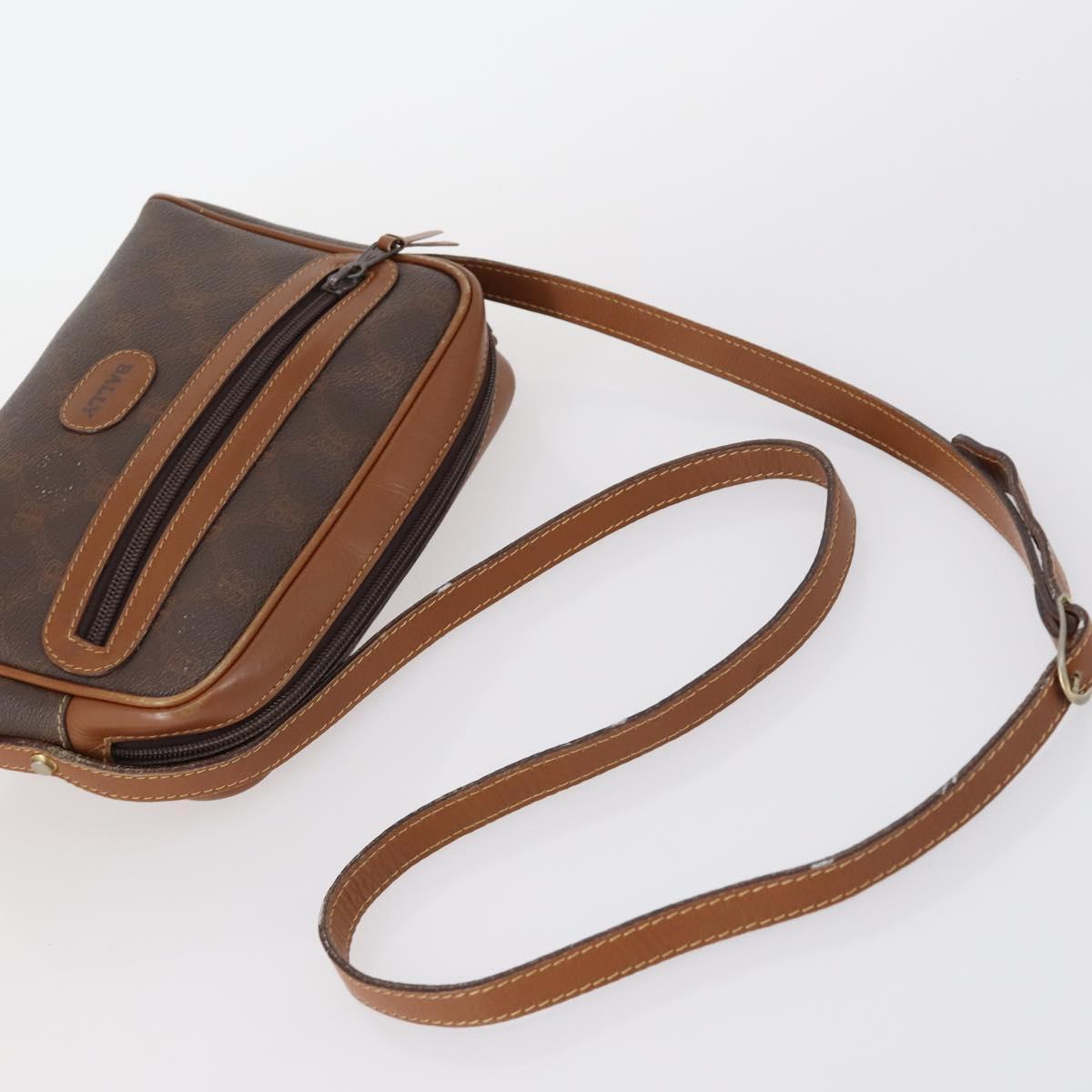 BALLY Shoulder Bag Leather 3Set Brown Black Bordeaux Auth BA4812