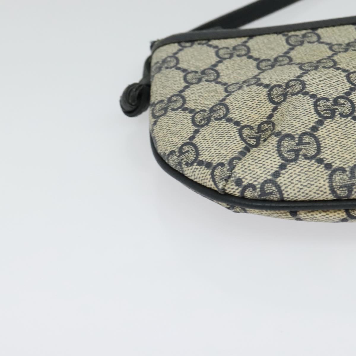 GUCCI GG Supreme Shoulder Bag PVC Navy Gold 904 02 020 Auth BA4823