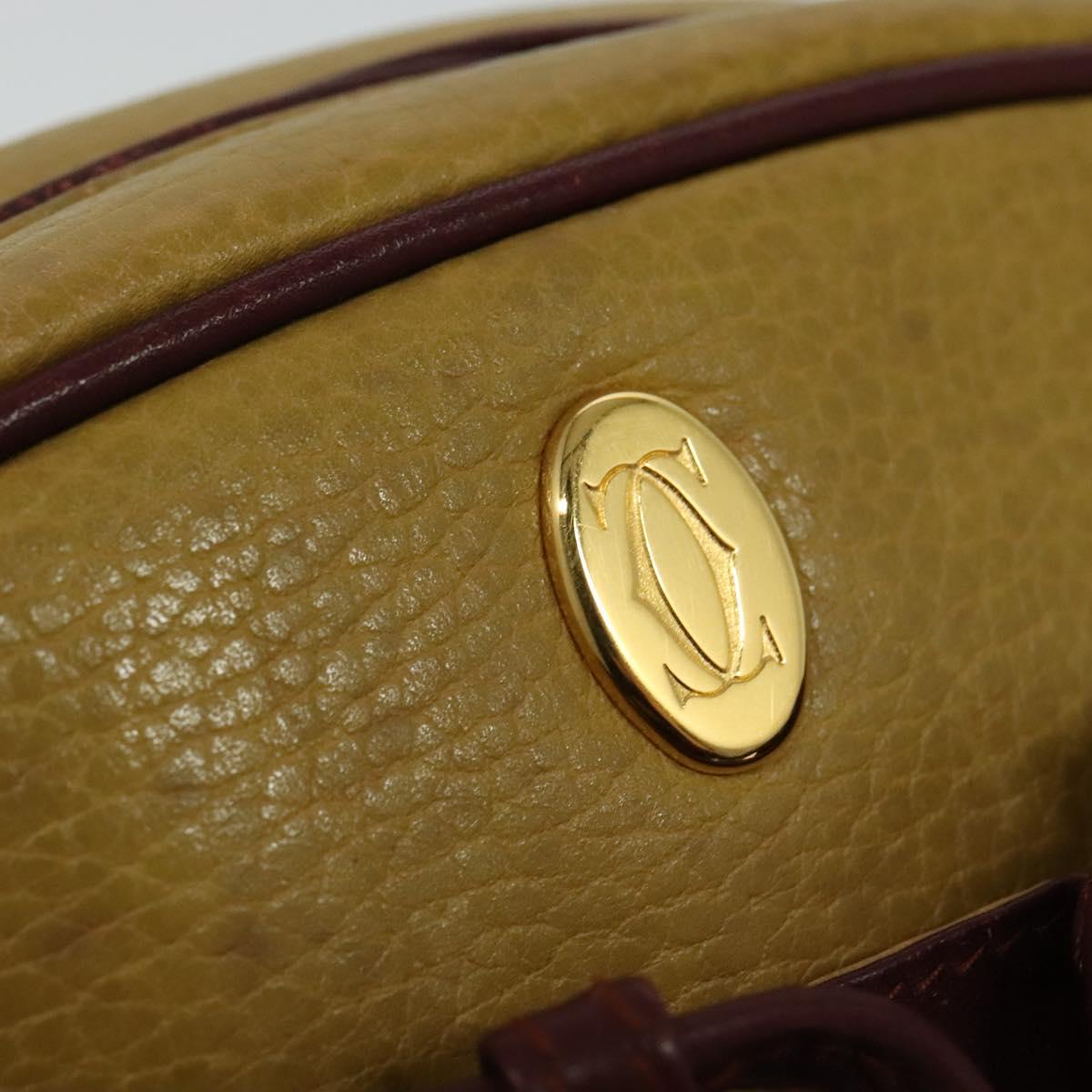 CARTIER Must Line Shoulder Bag Leather Beige Gold Auth BA4825