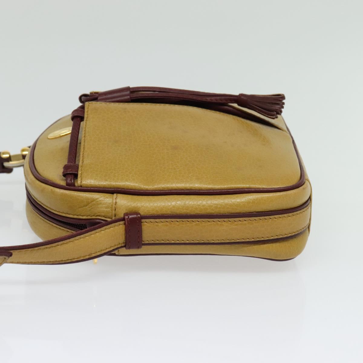 CARTIER Must Line Shoulder Bag Leather Beige Gold Auth BA4825