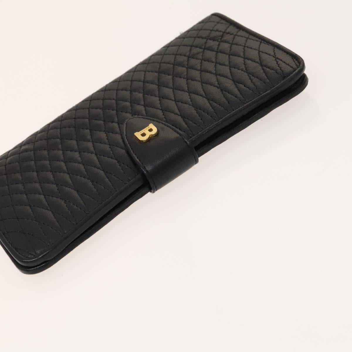 BALLY Quilted Shoulder Bag Leather 2Set Black Auth BA4826