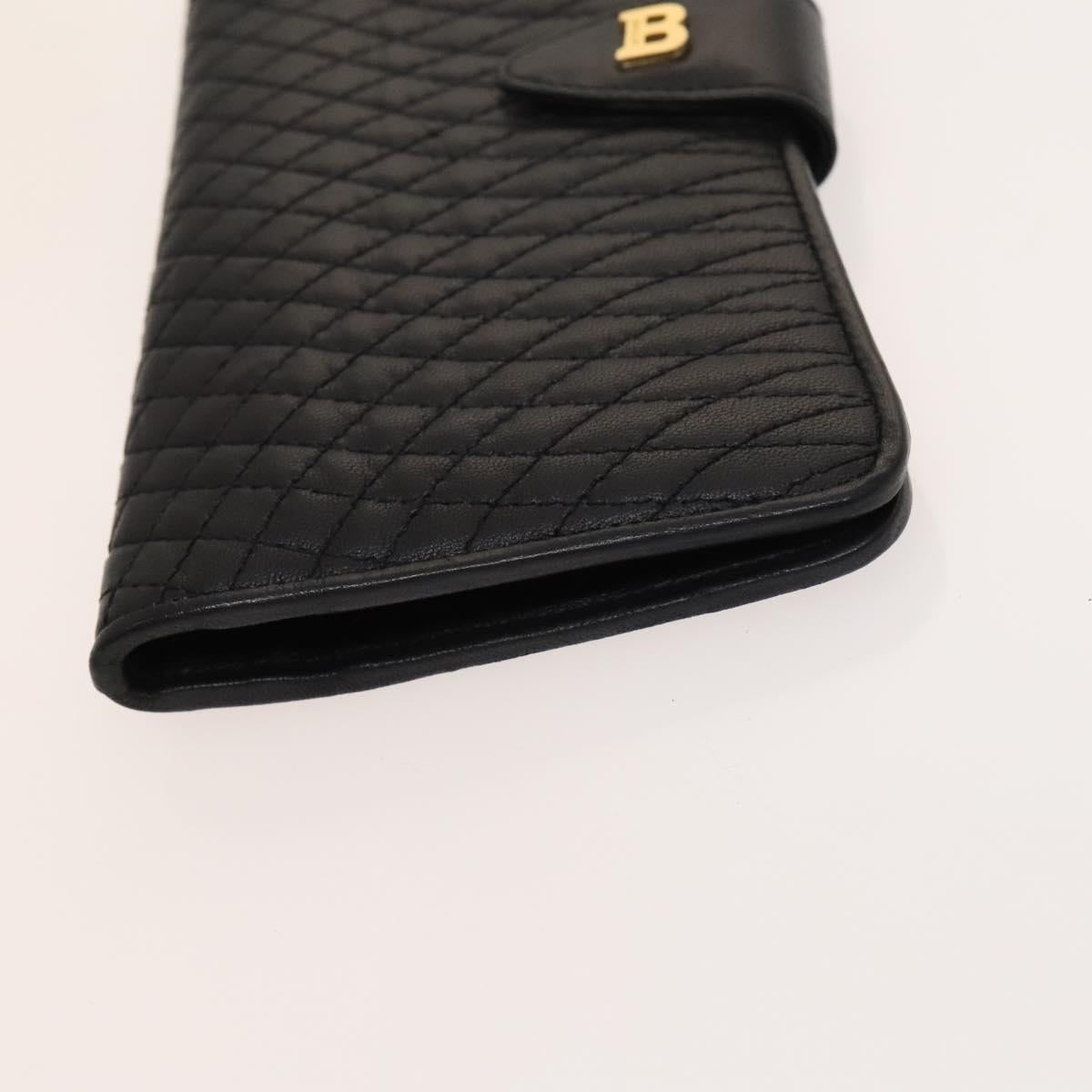 BALLY Quilted Shoulder Bag Leather 2 Set Black Auth BA4826