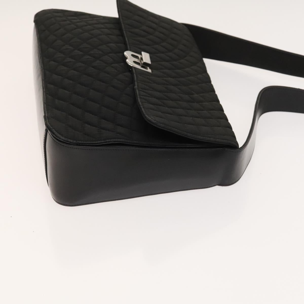 BALLY Quilted Shoulder Bag Leather 2Set Black Auth BA4826