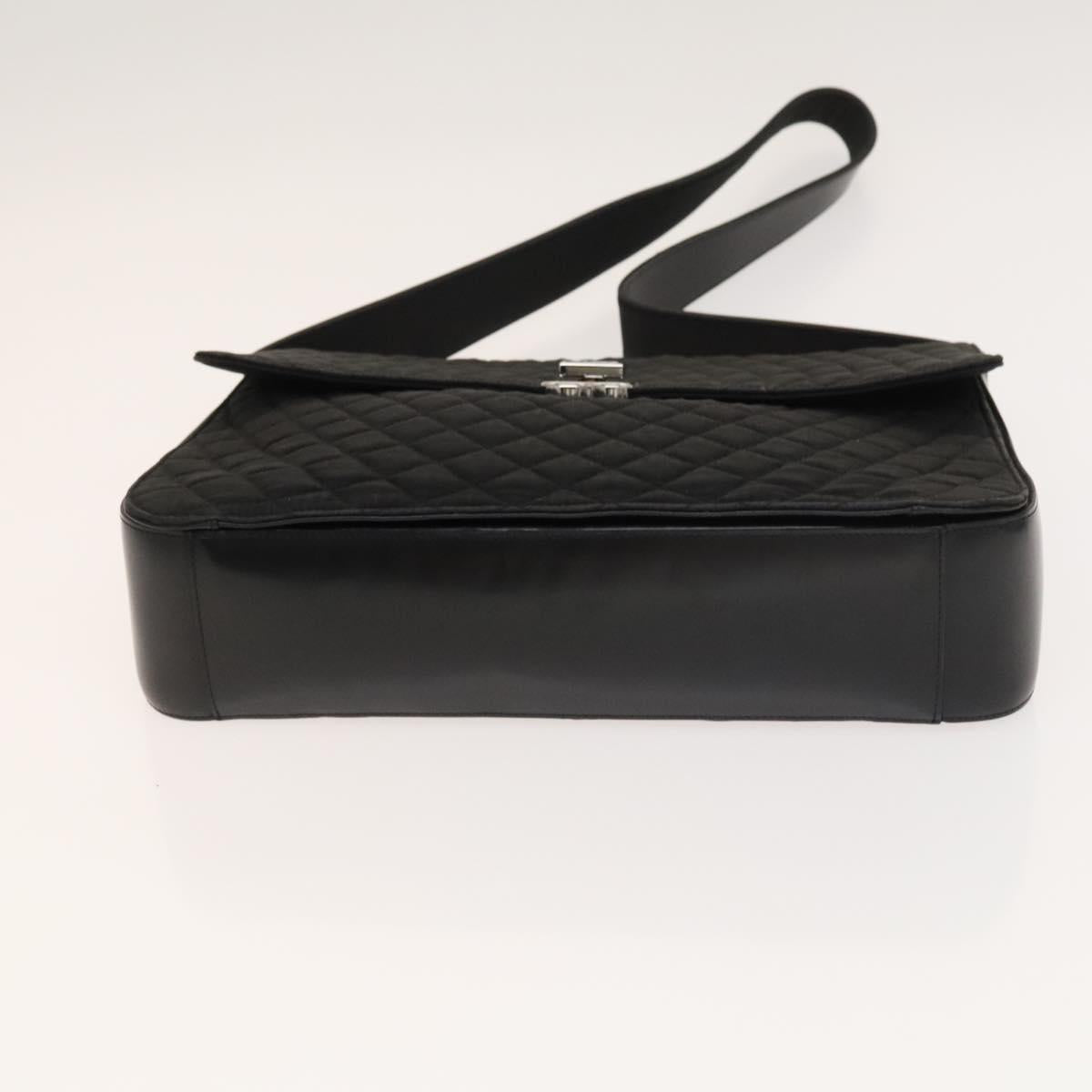 BALLY Quilted Shoulder Bag Leather 2 Set Black Auth BA4826