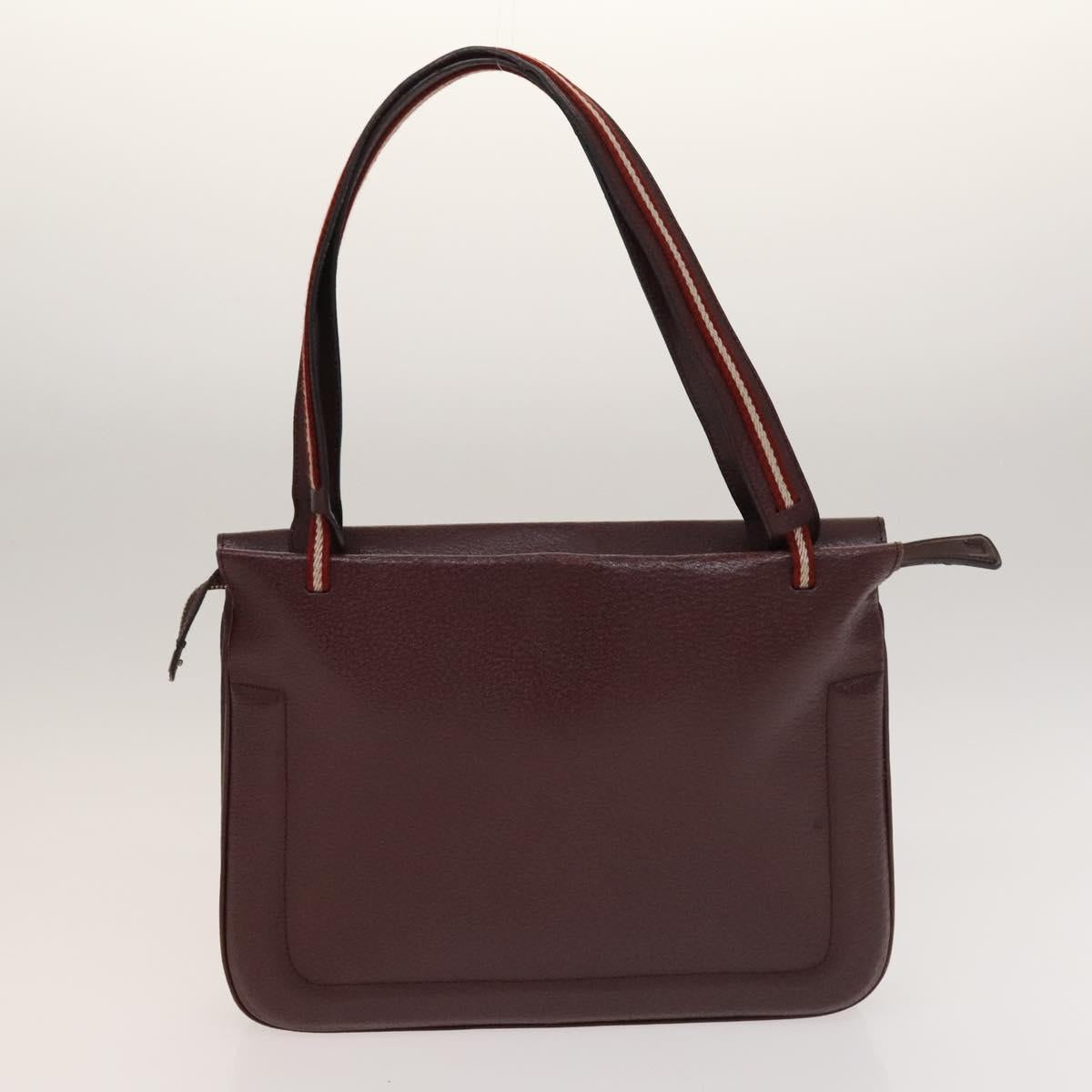 BALLY Shoulder Bag Leather 3Set Bordeaux Black Auth BA4827
