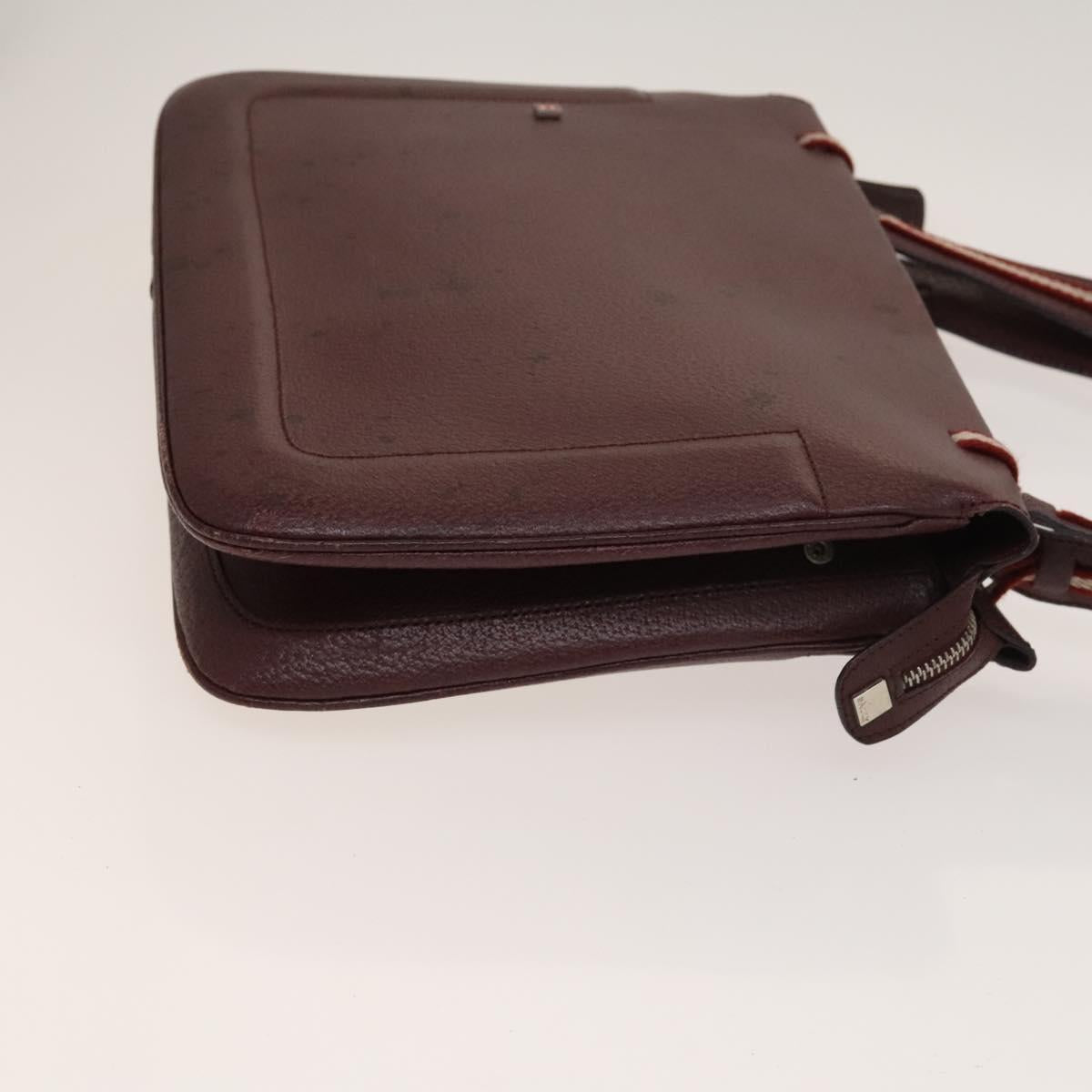 BALLY Shoulder Bag Leather 3Set Bordeaux Black Auth BA4827