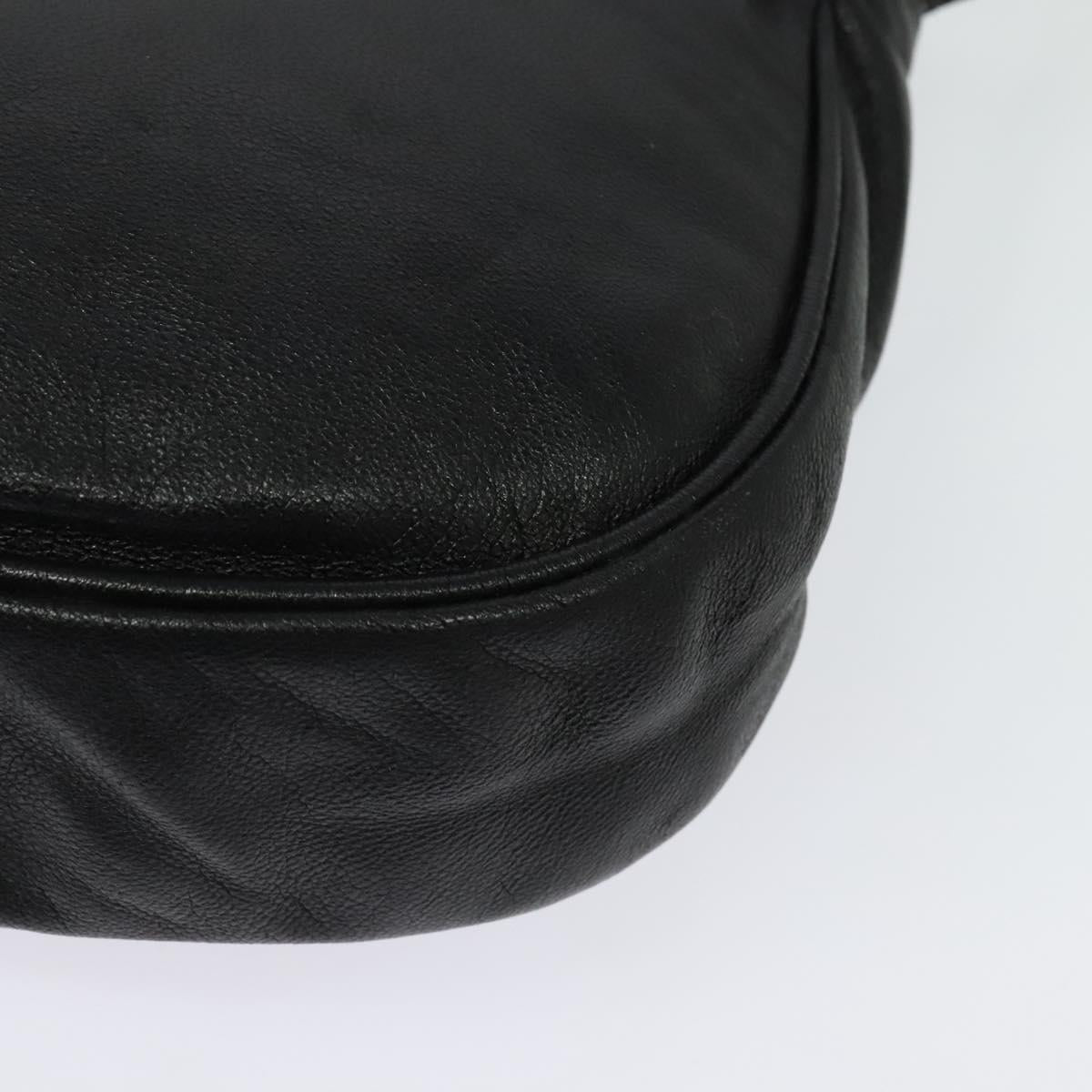 BALLY Shoulder Bag Leather Black Gold Auth BA4829