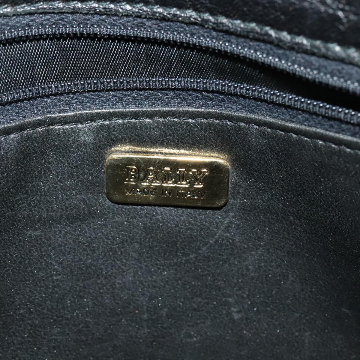 BALLY Shoulder Bag Leather Black Gold Auth BA4829