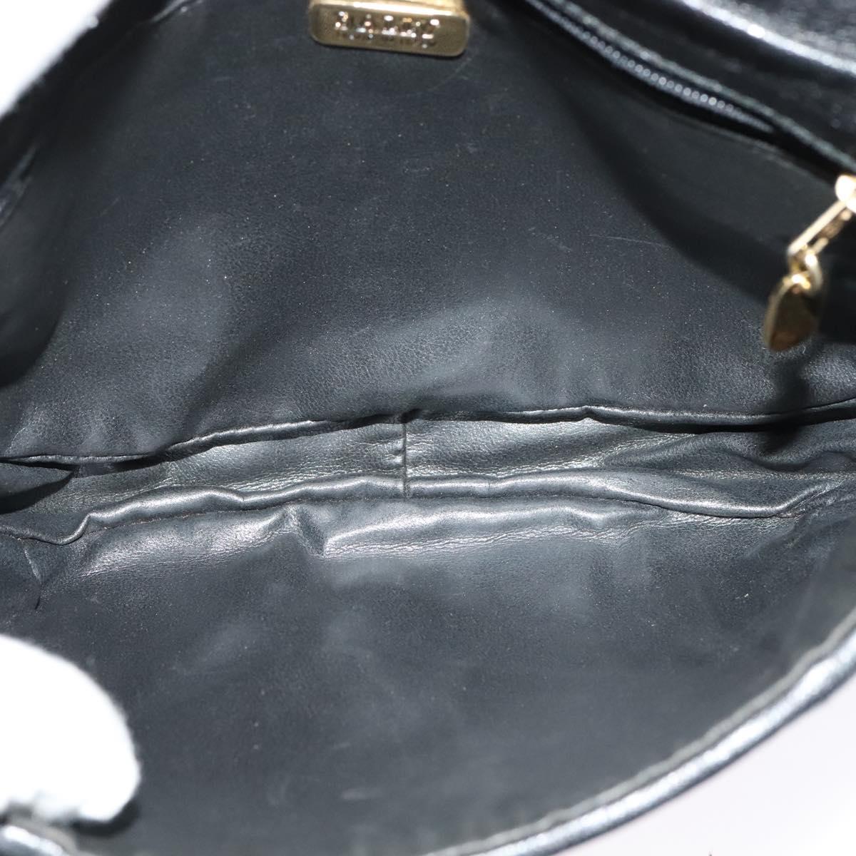 BALLY Shoulder Bag Leather Black Gold Auth BA4829
