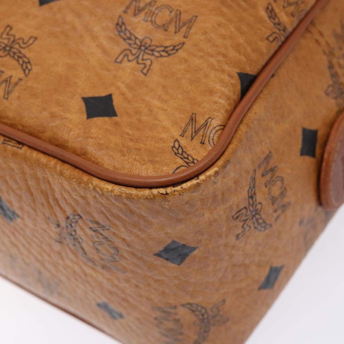 MCM Logogram Vicetos Clutch Bag PVC Leather Brown Gold Auth BA4837