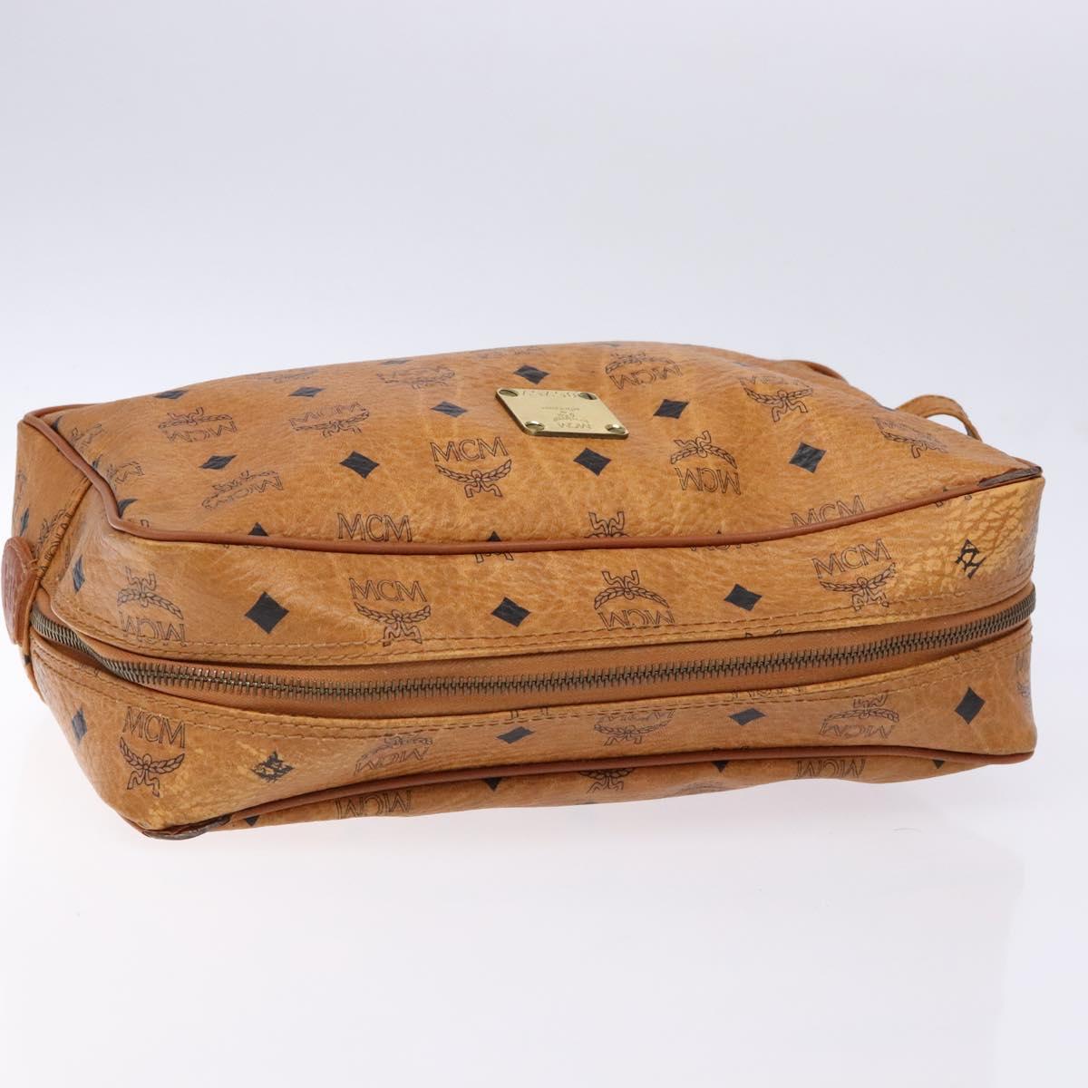 MCM Logogram Vicetos Clutch Bag PVC Leather Brown Gold Auth BA4837