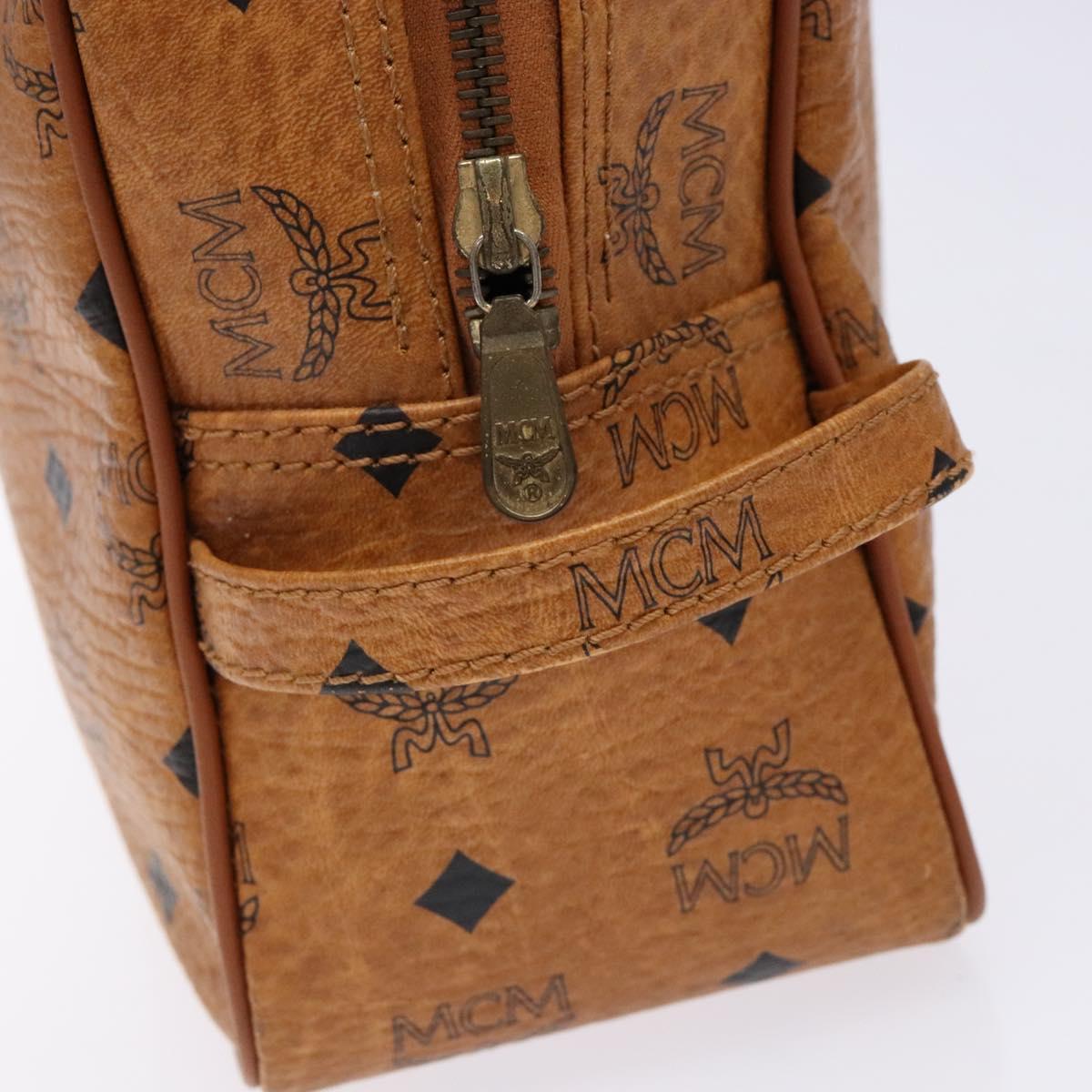 MCM Logogram Vicetos Clutch Bag PVC Leather Brown Gold Auth BA4837