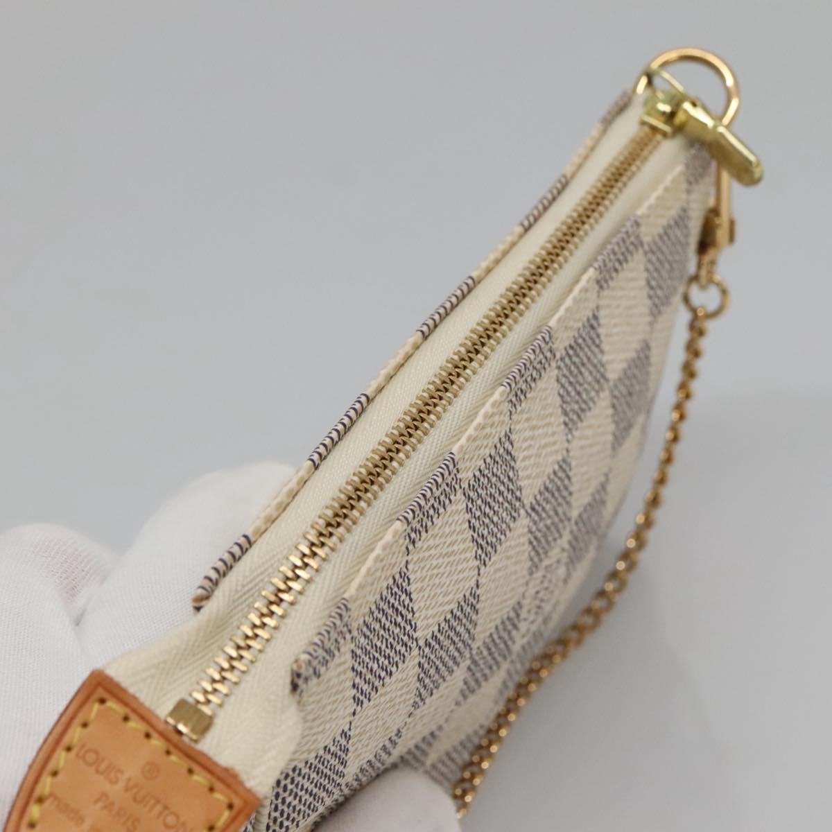 LOUIS VUITTON Damier Azur Mini Pochette Accessoires Pouch N63005 LV Auth BA4860