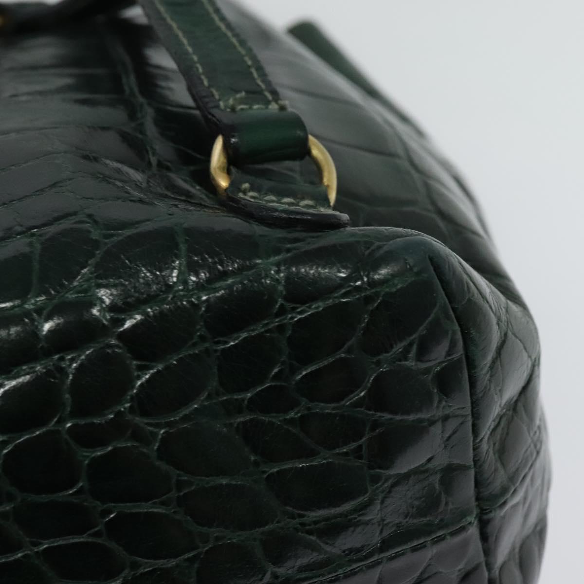BALLY Embossing Backpack Leather Green Gold Auth BA4870