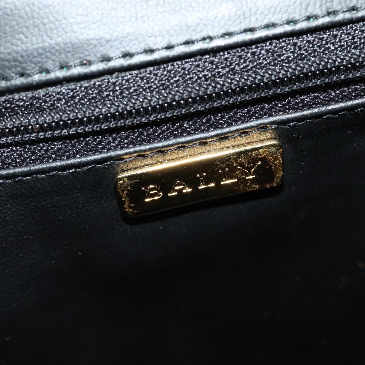 BALLY Embossing Backpack Leather Green Gold Auth BA4870