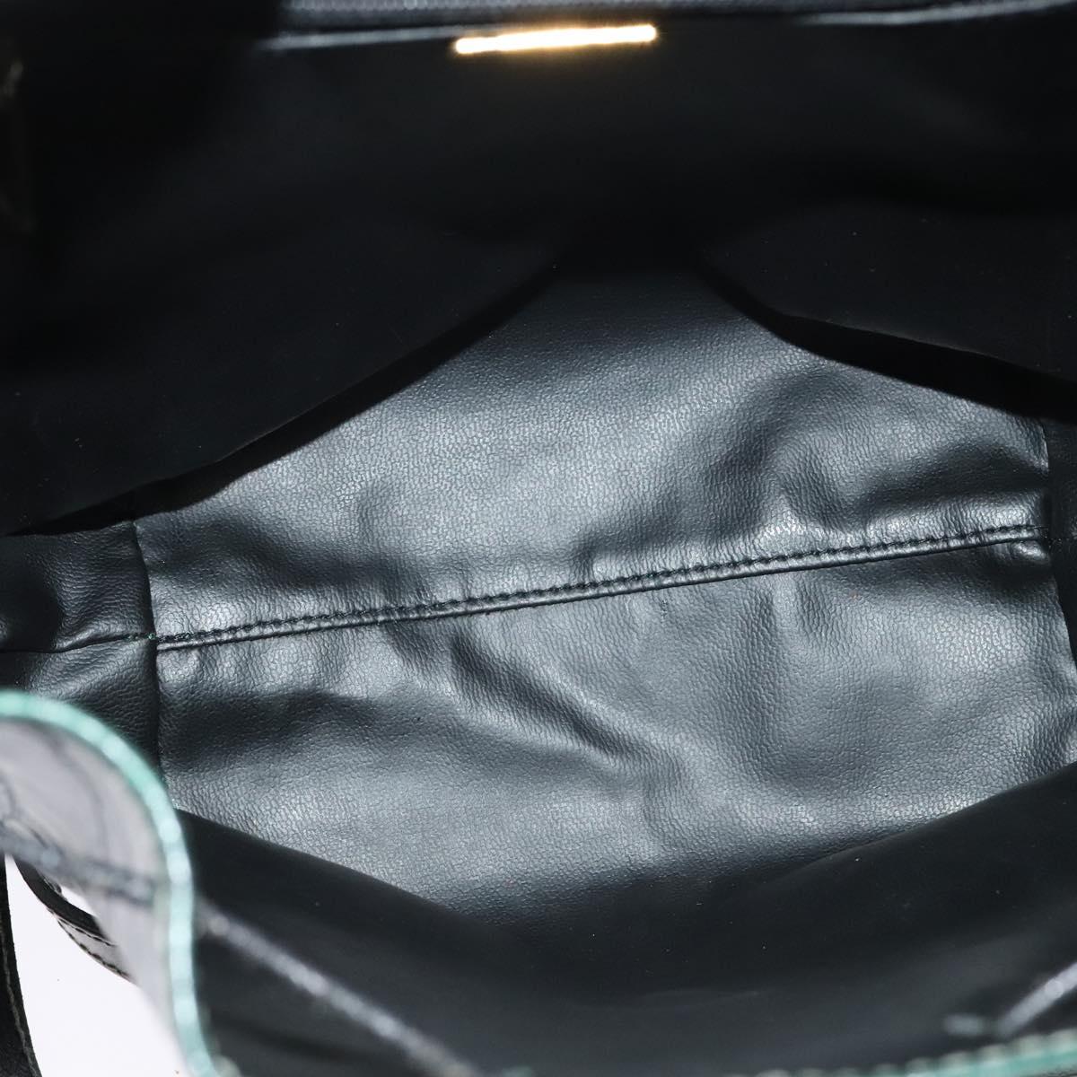 BALLY Embossing Backpack Leather Green Gold Auth BA4870