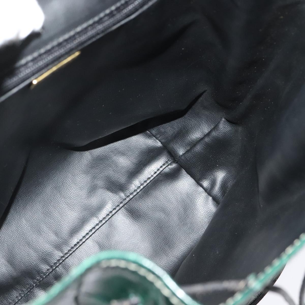 BALLY Embossing Backpack Leather Green Gold Auth BA4870