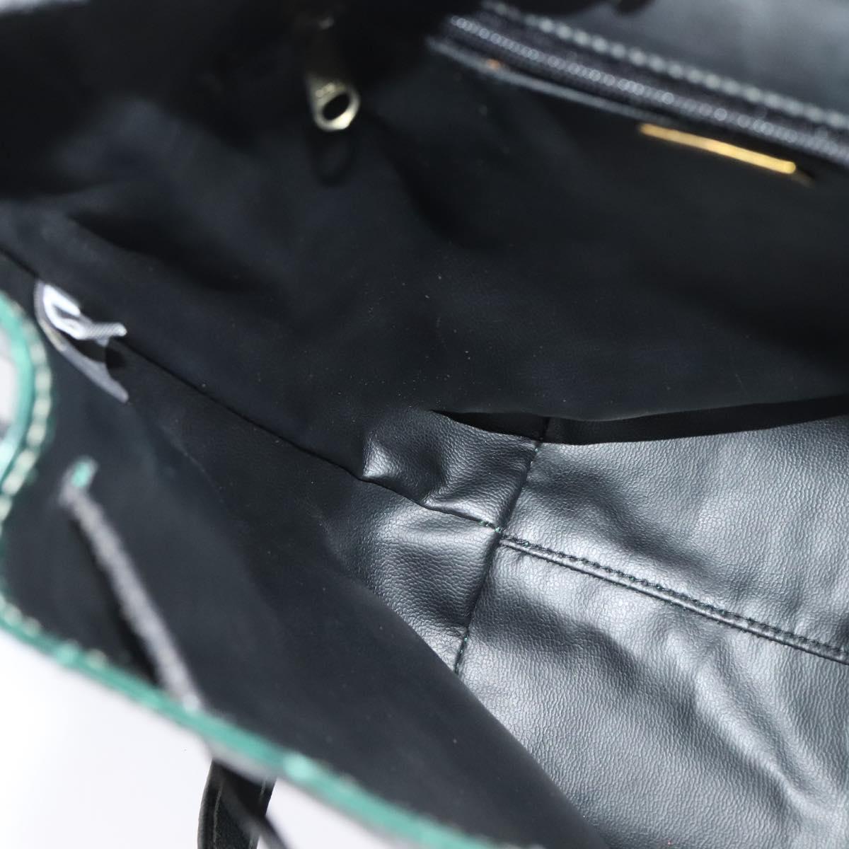 BALLY Embossing Backpack Leather Green Gold Auth BA4870