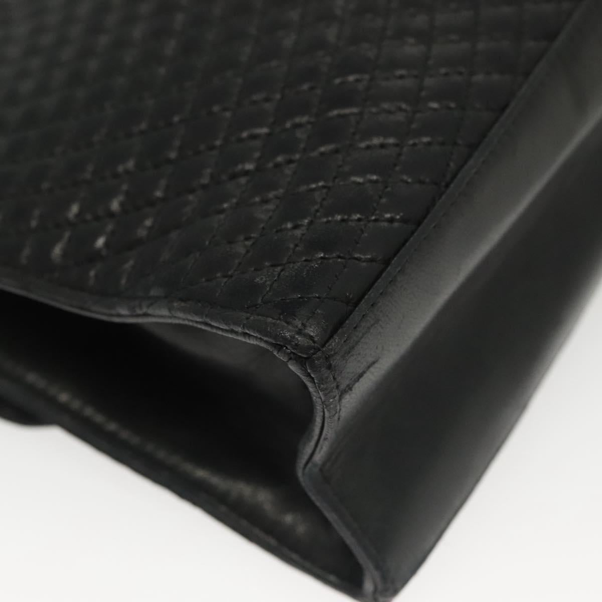 BALLY Hand Bag Leather Black Gold Auth BA4871