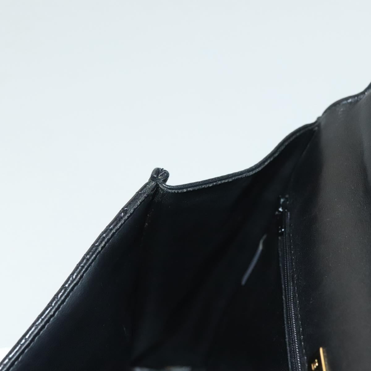 BALLY Hand Bag Leather Black Gold Auth BA4872