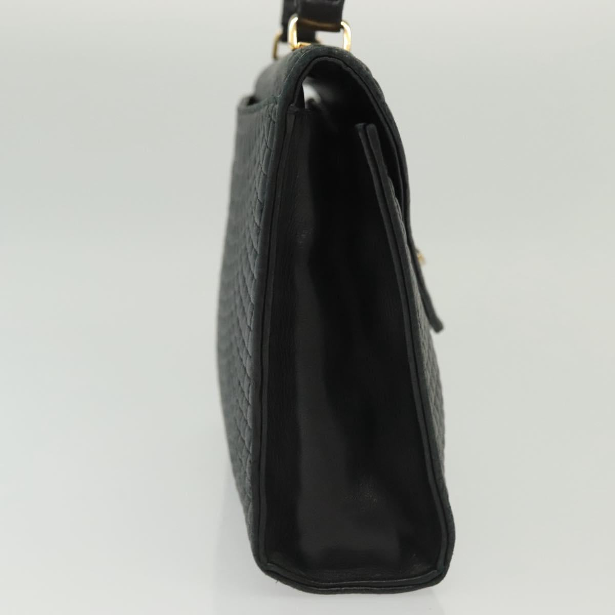 BALLY Hand Bag Leather Black Gold Auth BA4872