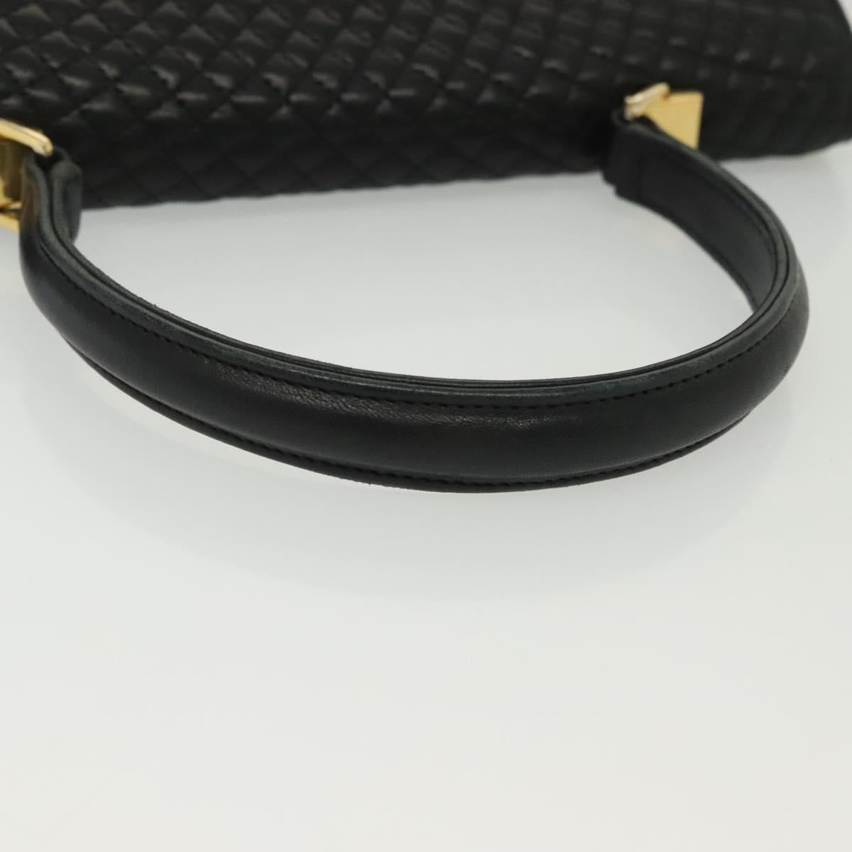 BALLY Hand Bag Leather Black Gold Auth BA4872