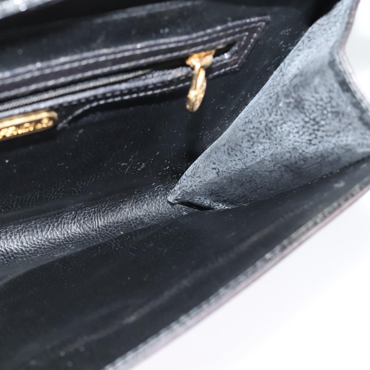 FENDI Shoulder Bag Leather Black Gold Auth BA4874
