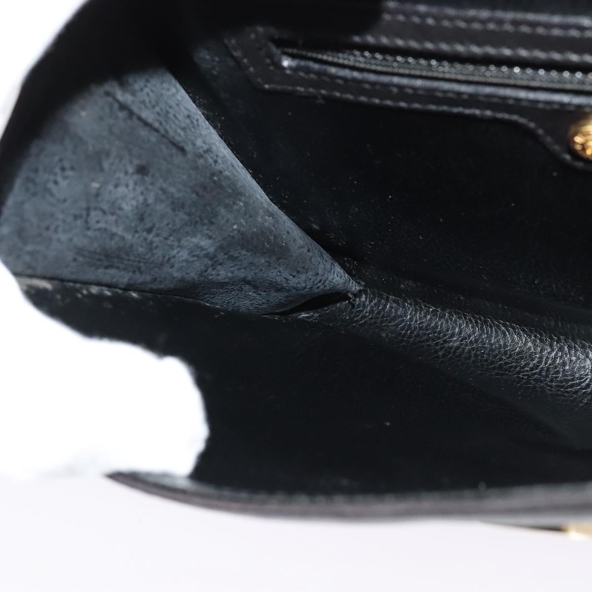 FENDI Shoulder Bag Leather Black Gold Auth BA4874