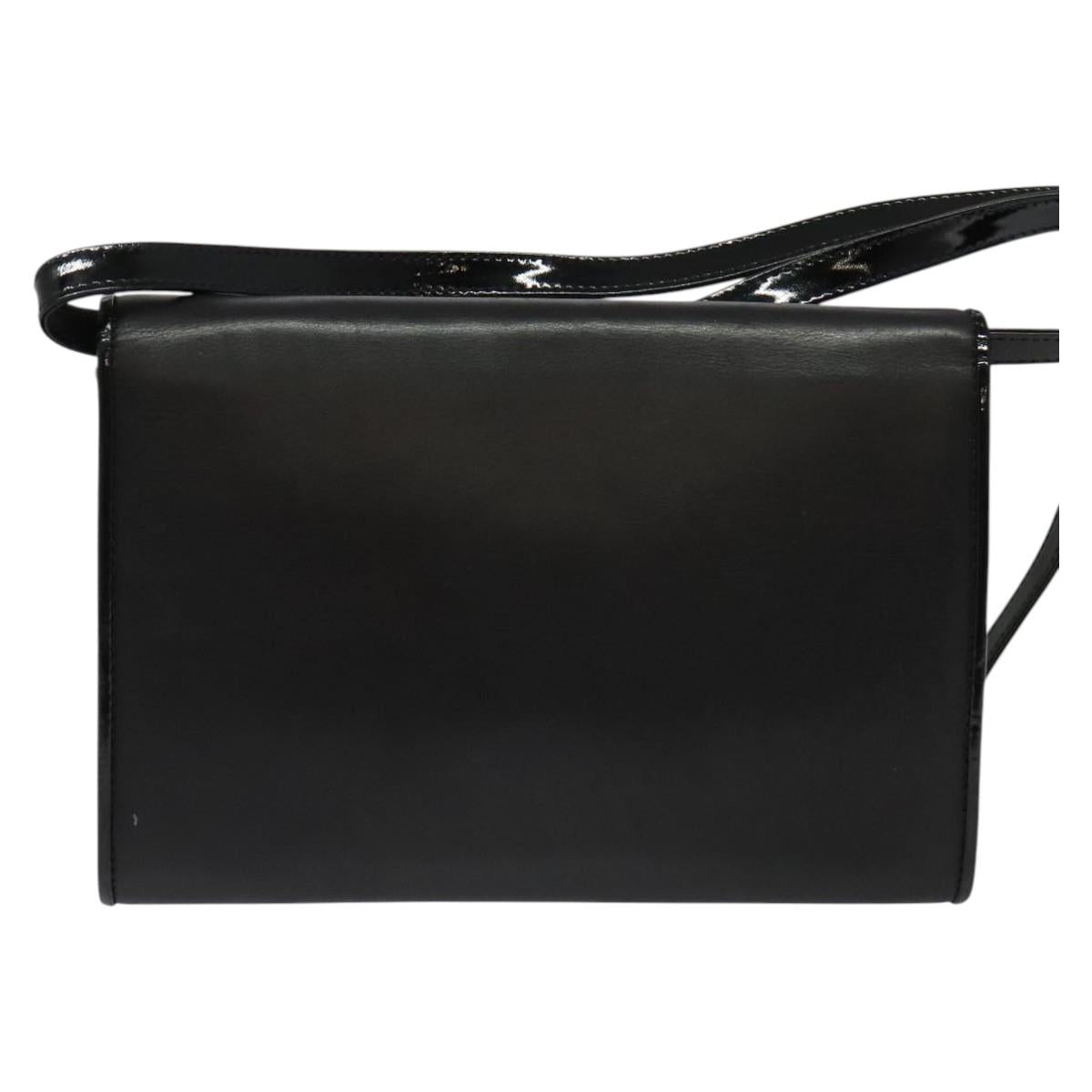 FENDI Shoulder Bag Leather Black Gold Auth BA4874