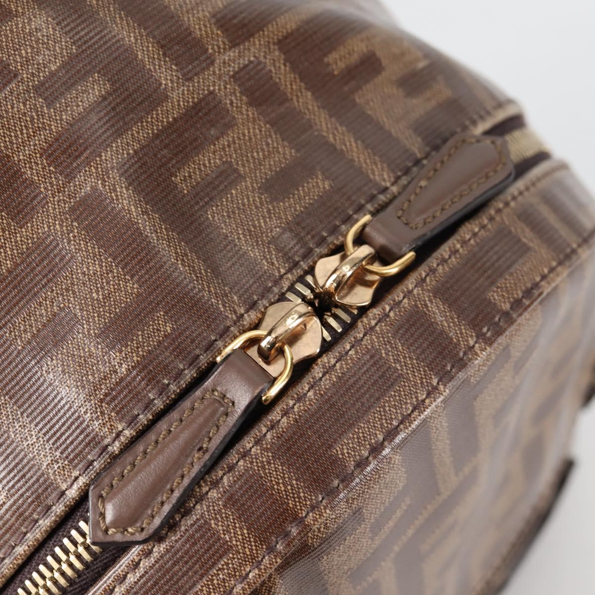 FENDI Zucca Canvas Backpack PVC FILA Collaboration Brown Gold Auth BA4876